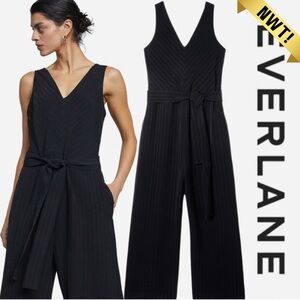 Everlane | The City Stripe Draped Jumpsuit | Black | Size 10 | NWT